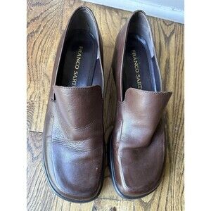 Franco Sarto Bocca Slip On Loafer Brown Leather Women's‎ Size 7.5 Flex EUC